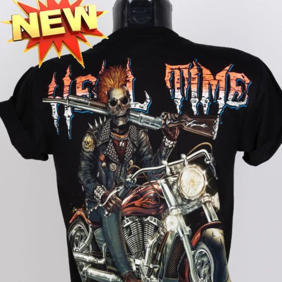 NEW WITH TAG ROCK CHANG HELL TIME GLOW IN THE DARK BLACK T-SHIRT - Picture 2 of 6